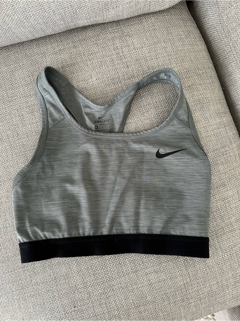 Nike Grey Dri-FIT Sports Bra with Black Band